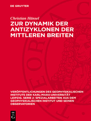 cover image of Zur Dynamik der Antizyklonen der mittleren Breiten